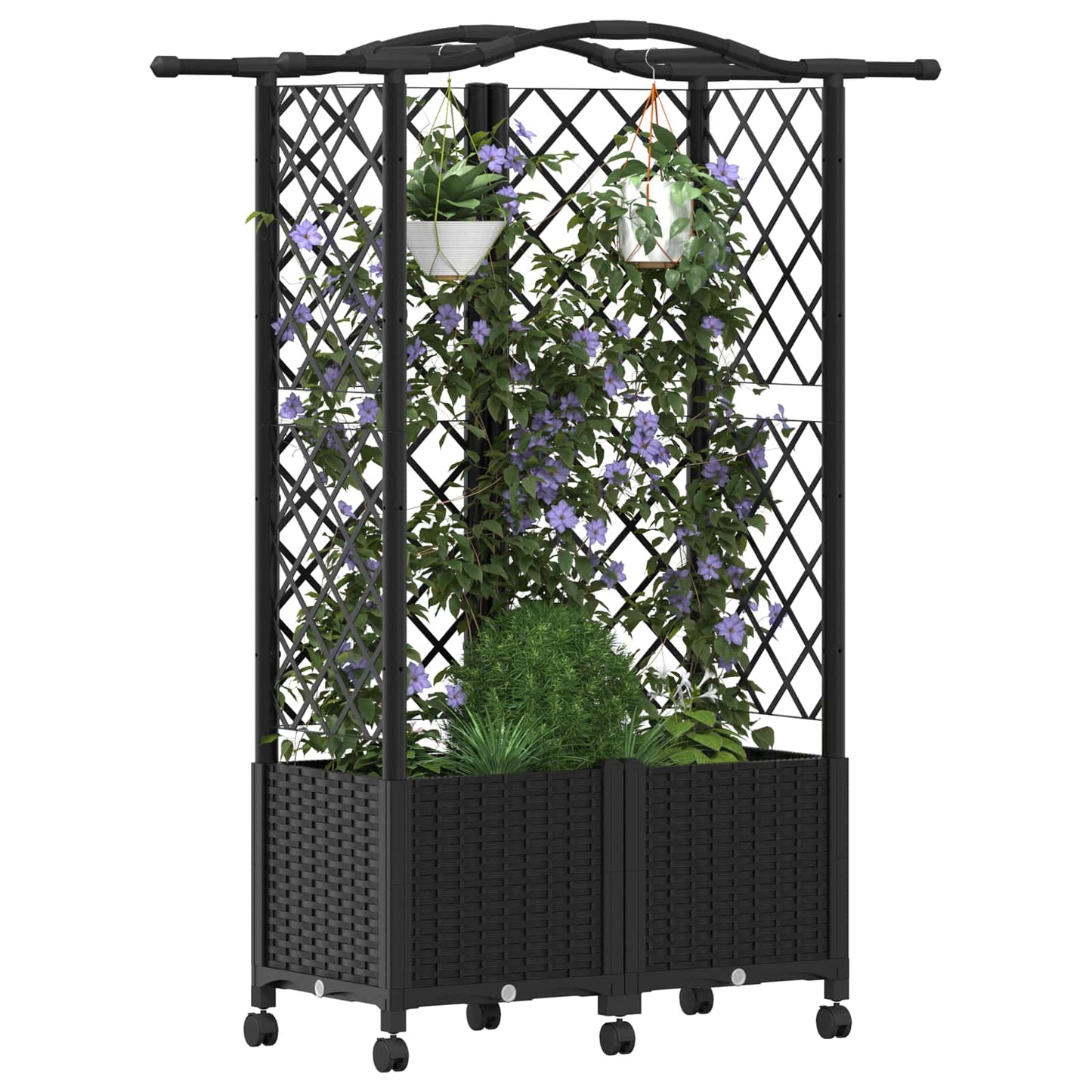 Pakeltas lovas su trelėmis ir stogu Juoda 122 x 40 x 144 cm PP
