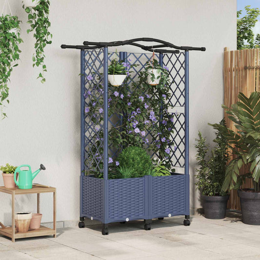 Pakeltas lovas su trelėmis ir stogu Pilka 122 x 40 x 144 cm PP