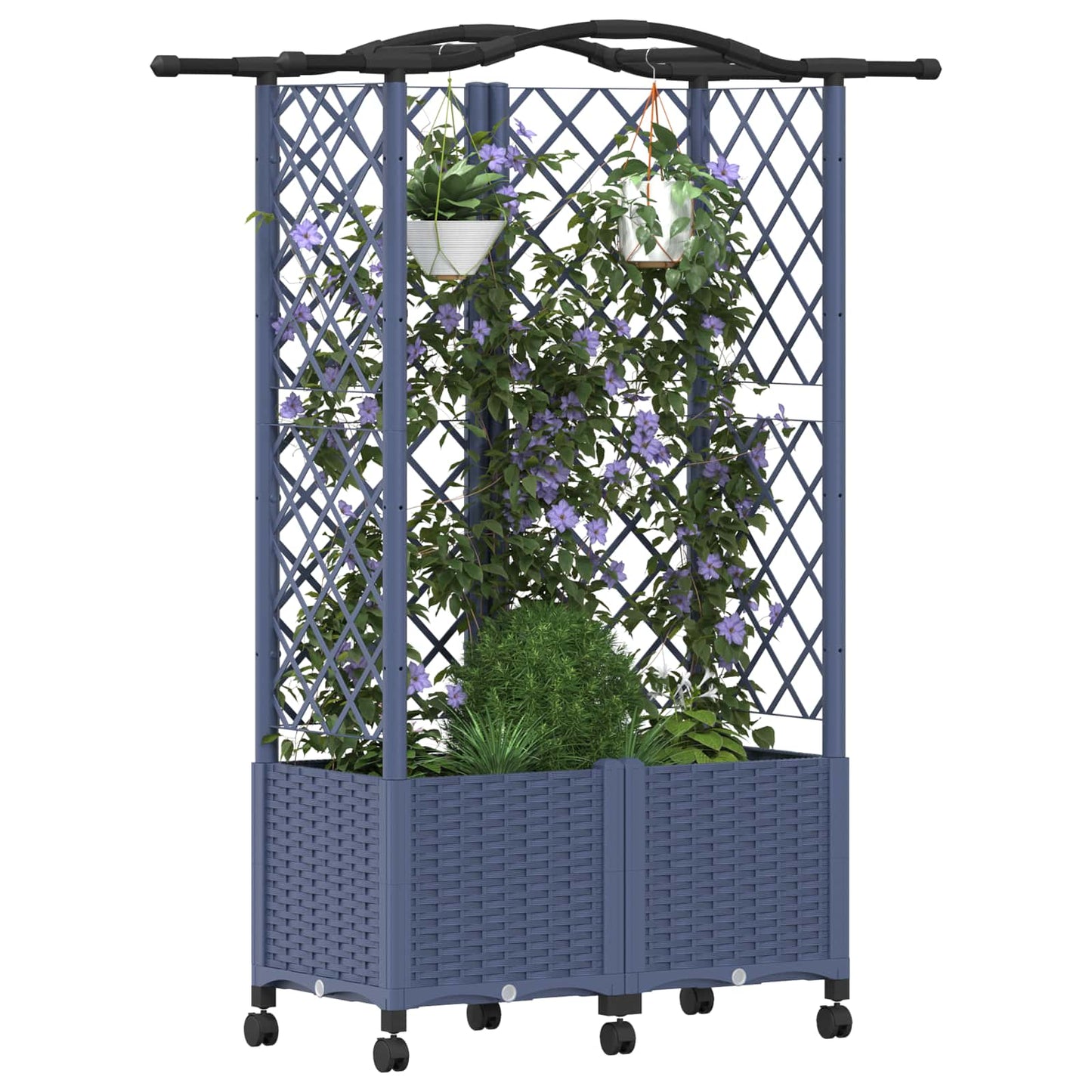 Pakeltas lovas su trelėmis ir stogu Pilka 122 x 40 x 144 cm PP