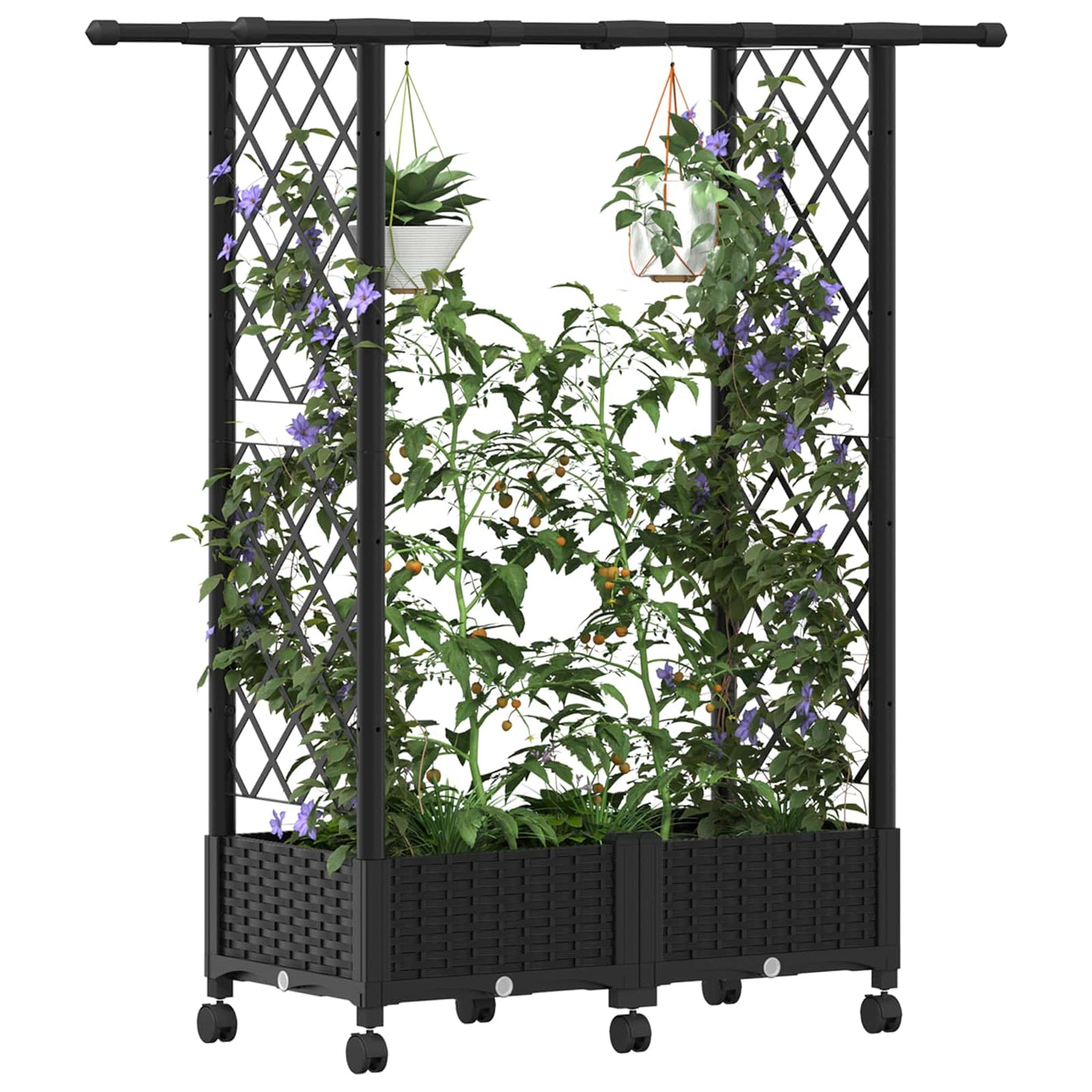 Pakeltas lovas su trelėmis ir stogu Juoda 122,5 x 40 x 127 cm