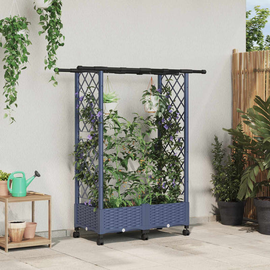 Pakeltas lovas su trelėmis ir stogu Pilka 122,5 x 40 x 127 cm