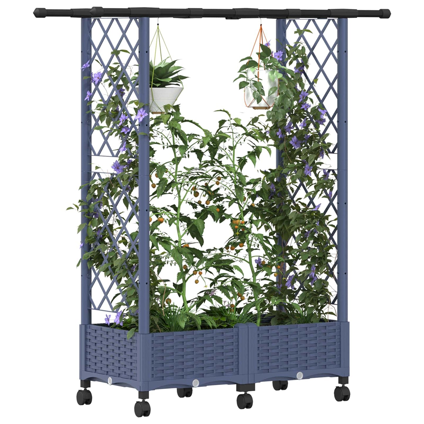 Pakeltas lovas su trelėmis ir stogu Pilka 122,5 x 40 x 127 cm