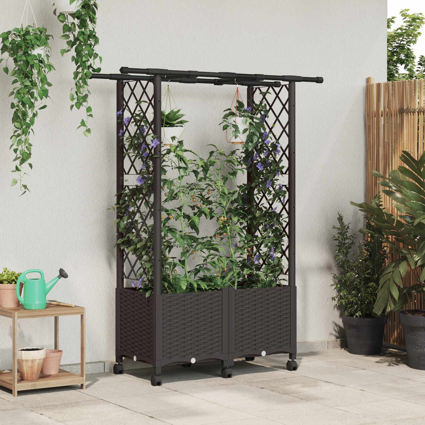 Pakeltas lovas su trelėmis ir stogu Ruda 124,5 x 40 x 142 cm PP
