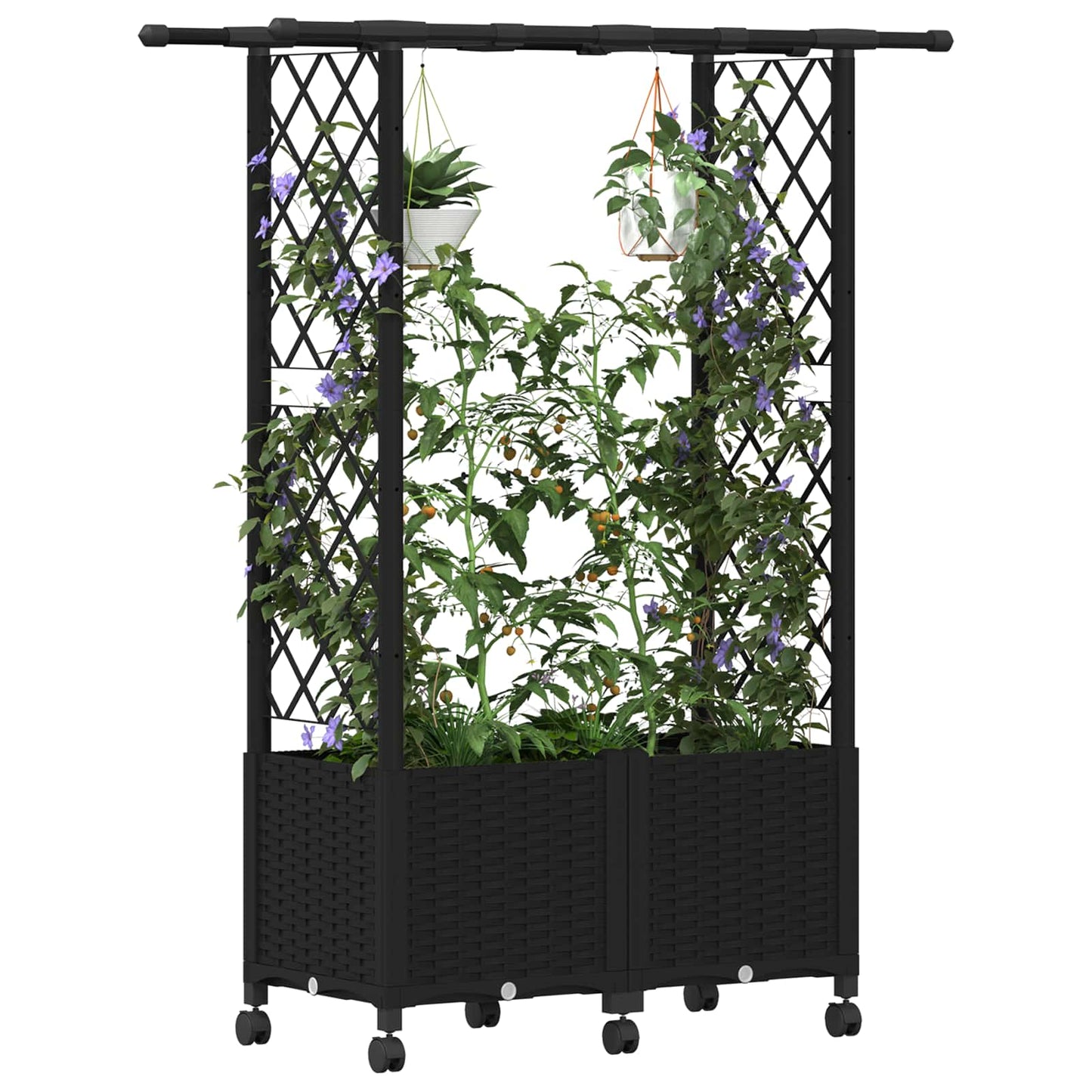 Pakeltas lovas su trelėmis ir stogu Juoda 124,5 x 40 x 142 cm