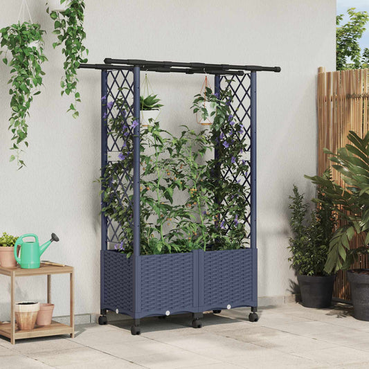 Pakeltas lovas su trelėmis ir stogu Pilka 124,5 x 40 x 142 cm