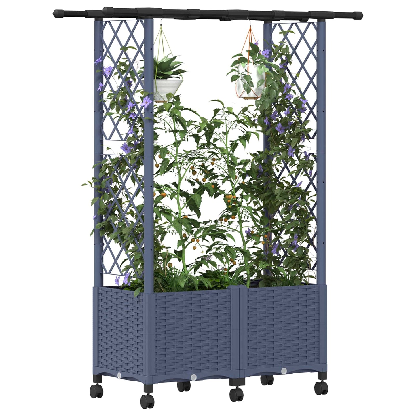 Pakeltas lovas su trelėmis ir stogu Pilka 124,5 x 40 x 142 cm