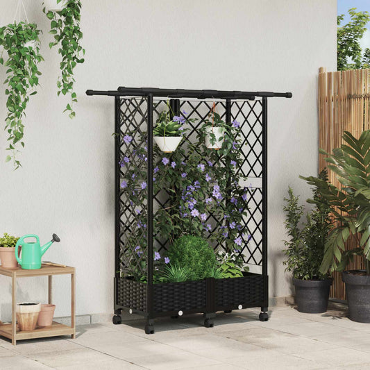 Pakeltas lovas su trelėmis ir stogu Juoda 124 x 40 x 127 cm PP