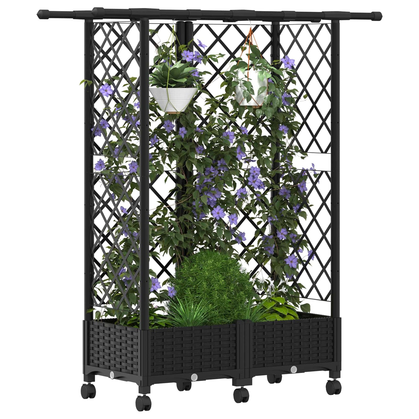 Pakeltas lovas su trelėmis ir stogu Juoda 124 x 40 x 127 cm PP
