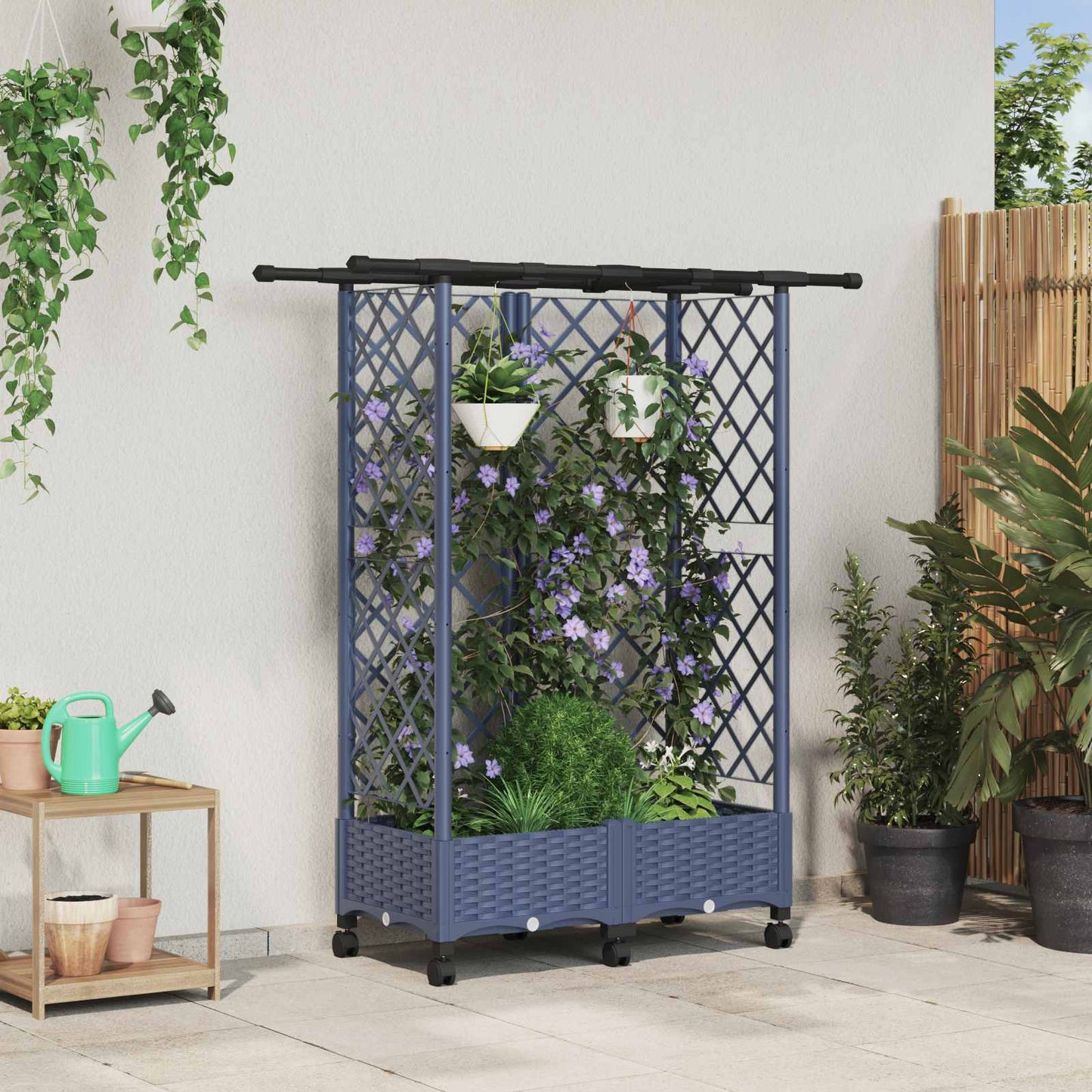 Pakeltas lovas su trelėmis ir stogu Pilka 124 x 40 x 127 cm PP