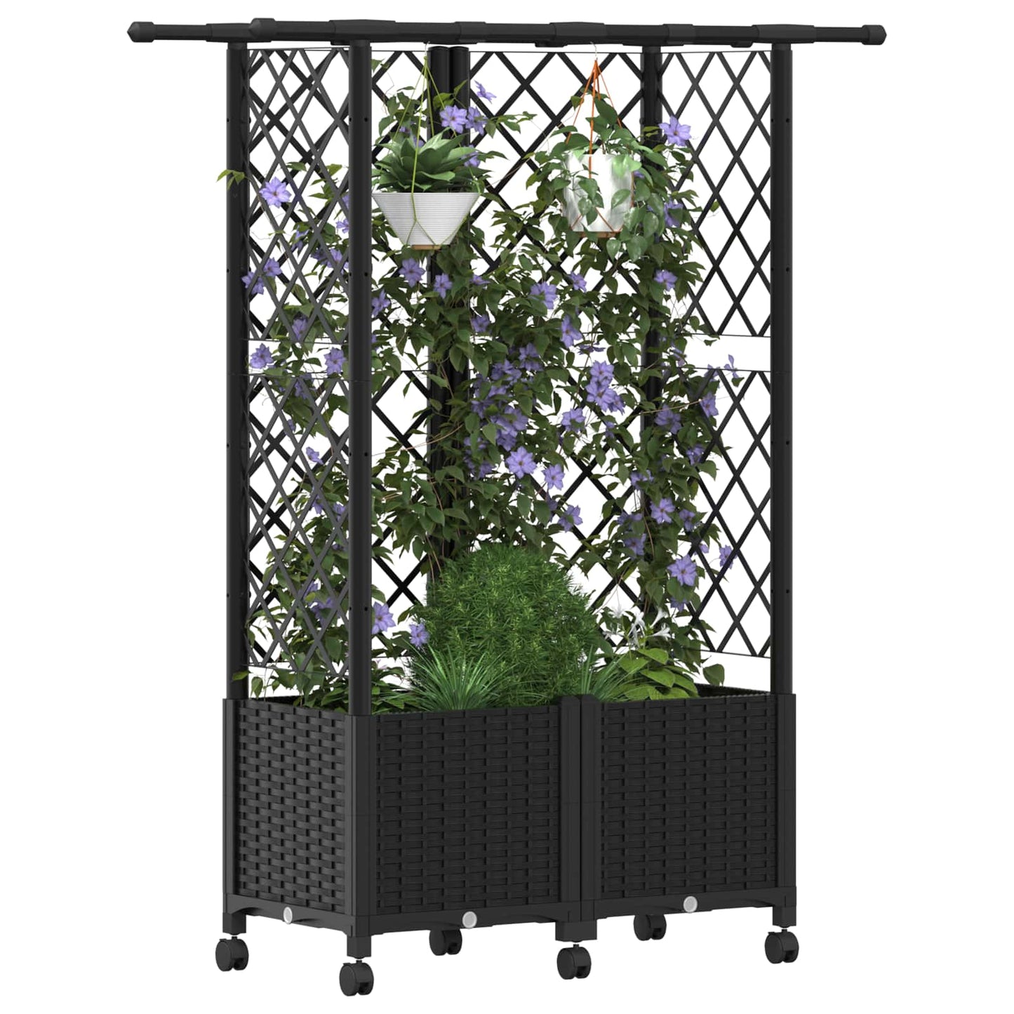 Pakeltas lovas su trelėmis ir stogu Juoda 124 x 40 x 142 cm PP