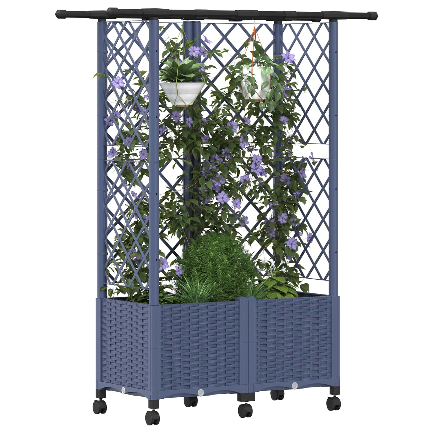 Pakeltas lovas su trelėmis ir stogu Pilka 124 x 40 x 142 cm PP