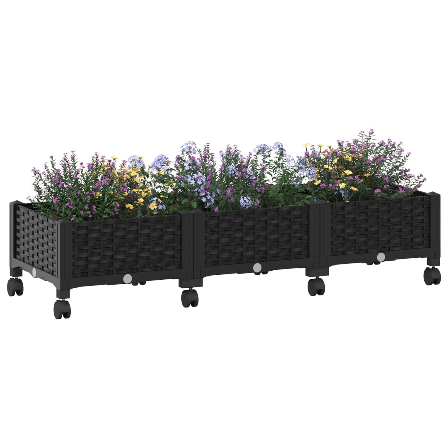 Sodo puodynė su ratukais Juoda 120 x 40 x 29 cm PP