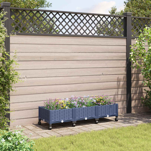 Sodo puodynė su ratukais Mėlyna Pilka 120 x 40 x 33 cm PP