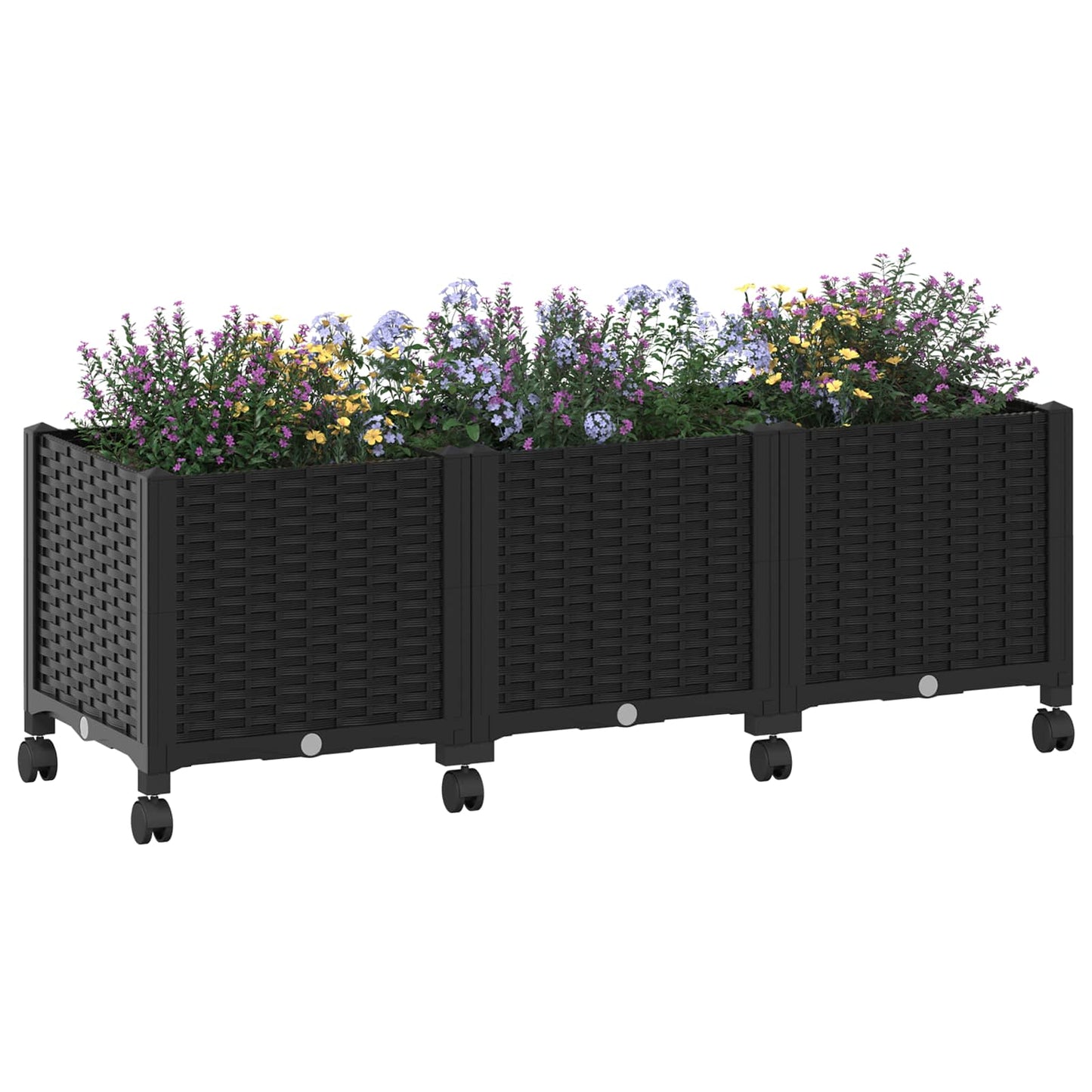 Sodo puodynė su ratukais Juoda 120 x 40 x 44 cm PP