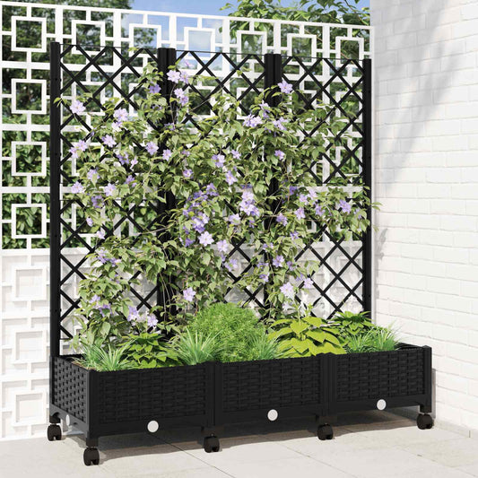 Sodo vazonas su treliu ir ratais Juoda 120 x 40 x 131,5 cm PP