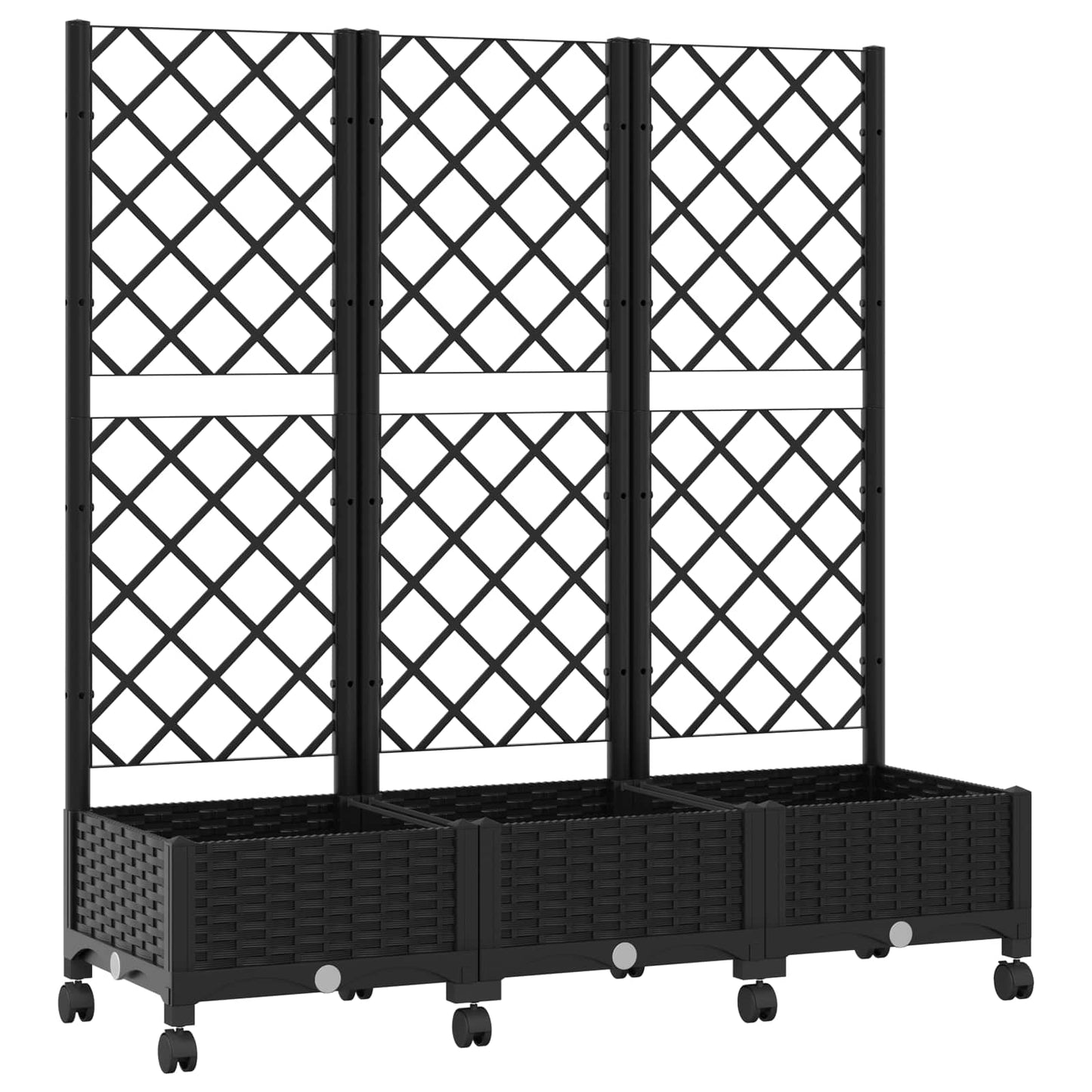 Sodo vazonas su treliu ir ratais Juoda 120 x 40 x 131,5 cm PP