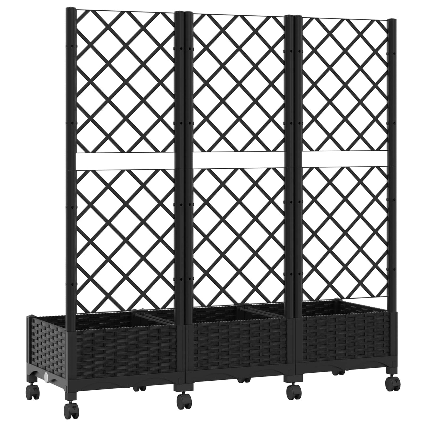 Sodo vazonas su treliu ir ratais Juoda 120 x 40 x 131,5 cm PP