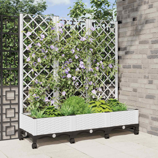 Sodo vazonas su treliu ir ratais Balta 120 x 40 x 131,5 cm PP
