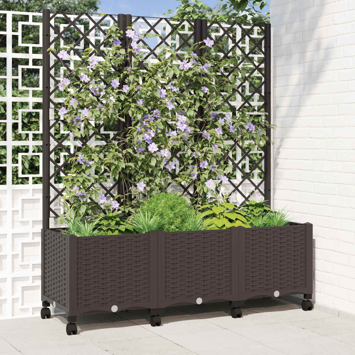 Sodo vazonas su treliu ir ratais Ruda 120 x 40 x 146 cm PP