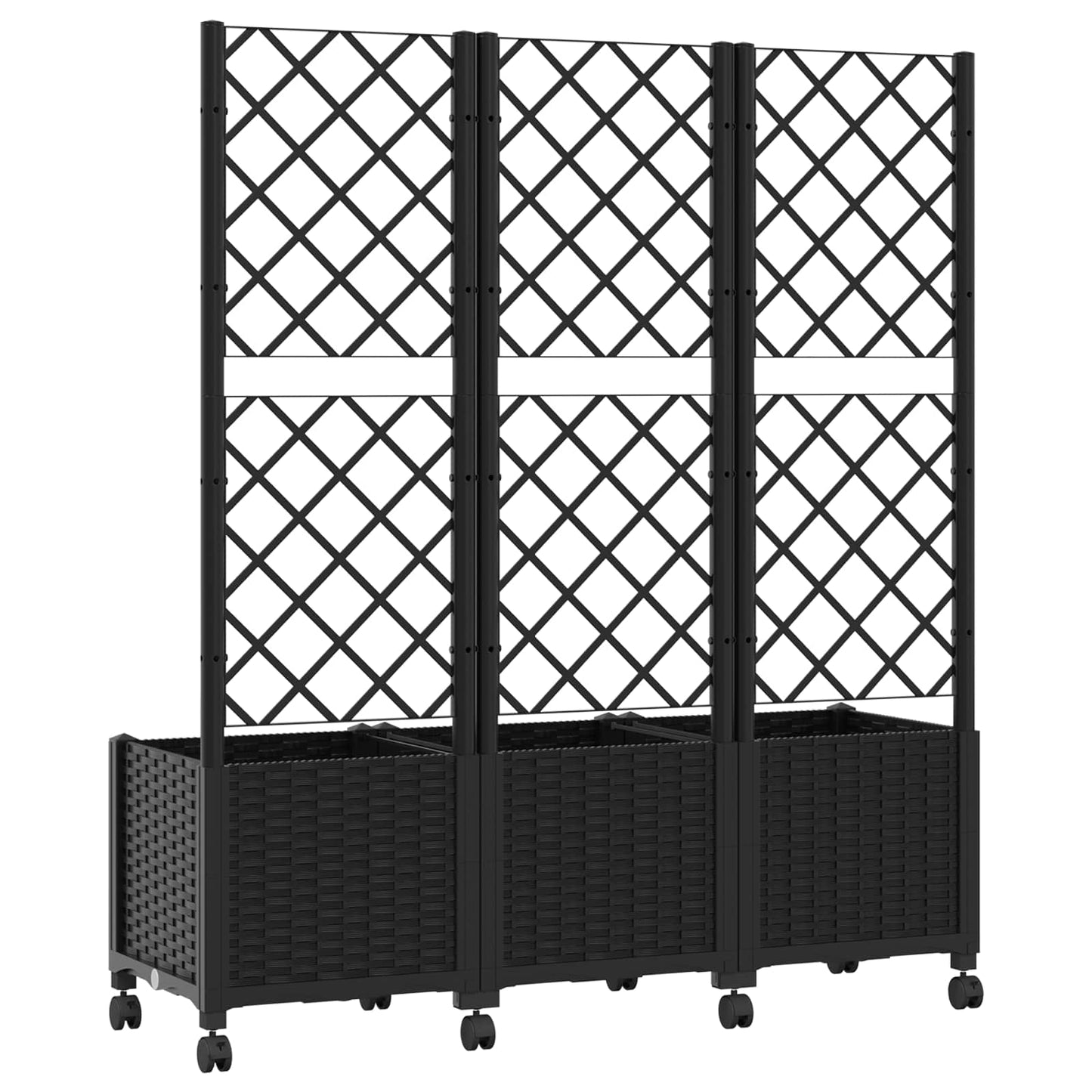 Sodo vazonas su treliu ir ratais Juoda 120 x 40 x 146 cm PP