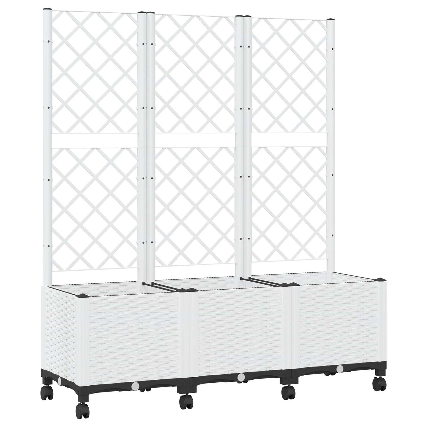 Sodo vazonas su treliu ir ratais Balta 120 x 40 x 146 cm PP