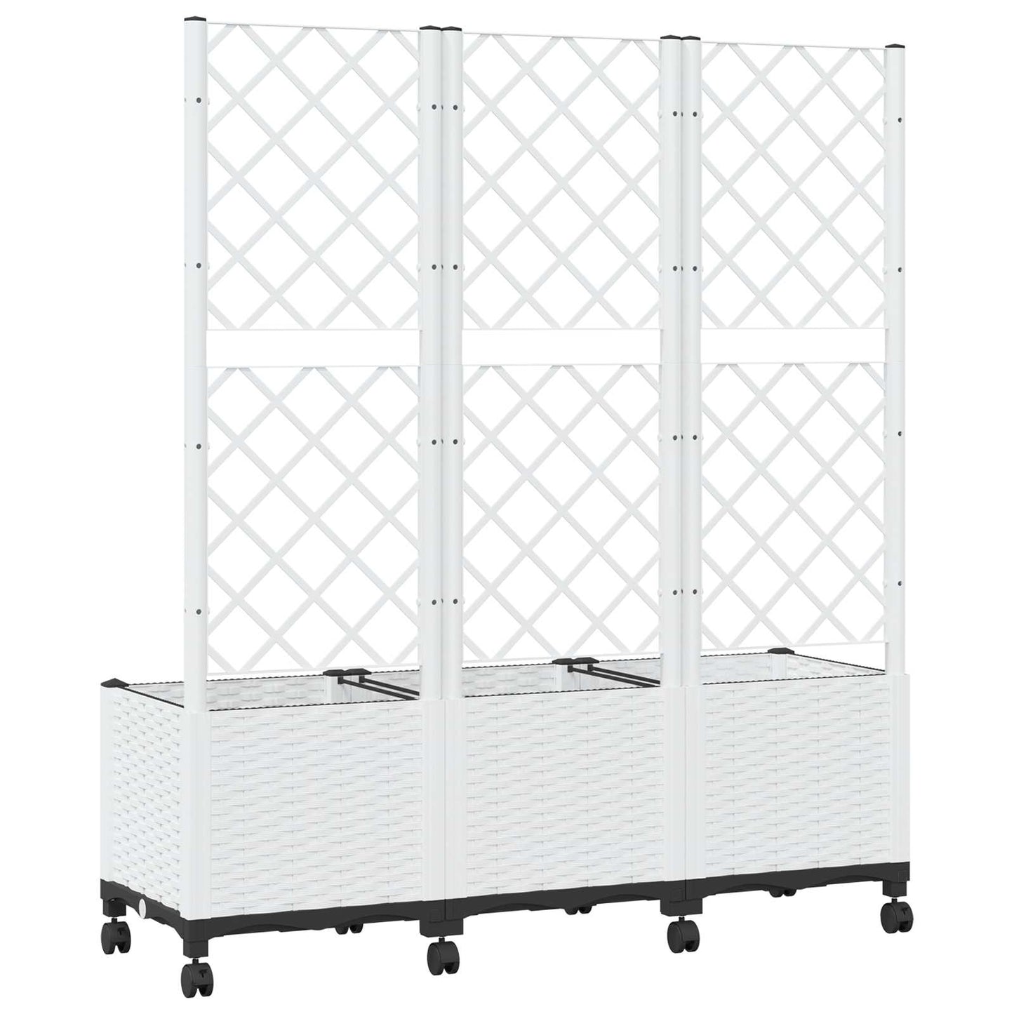 Sodo vazonas su treliu ir ratais Balta 120 x 40 x 146 cm PP