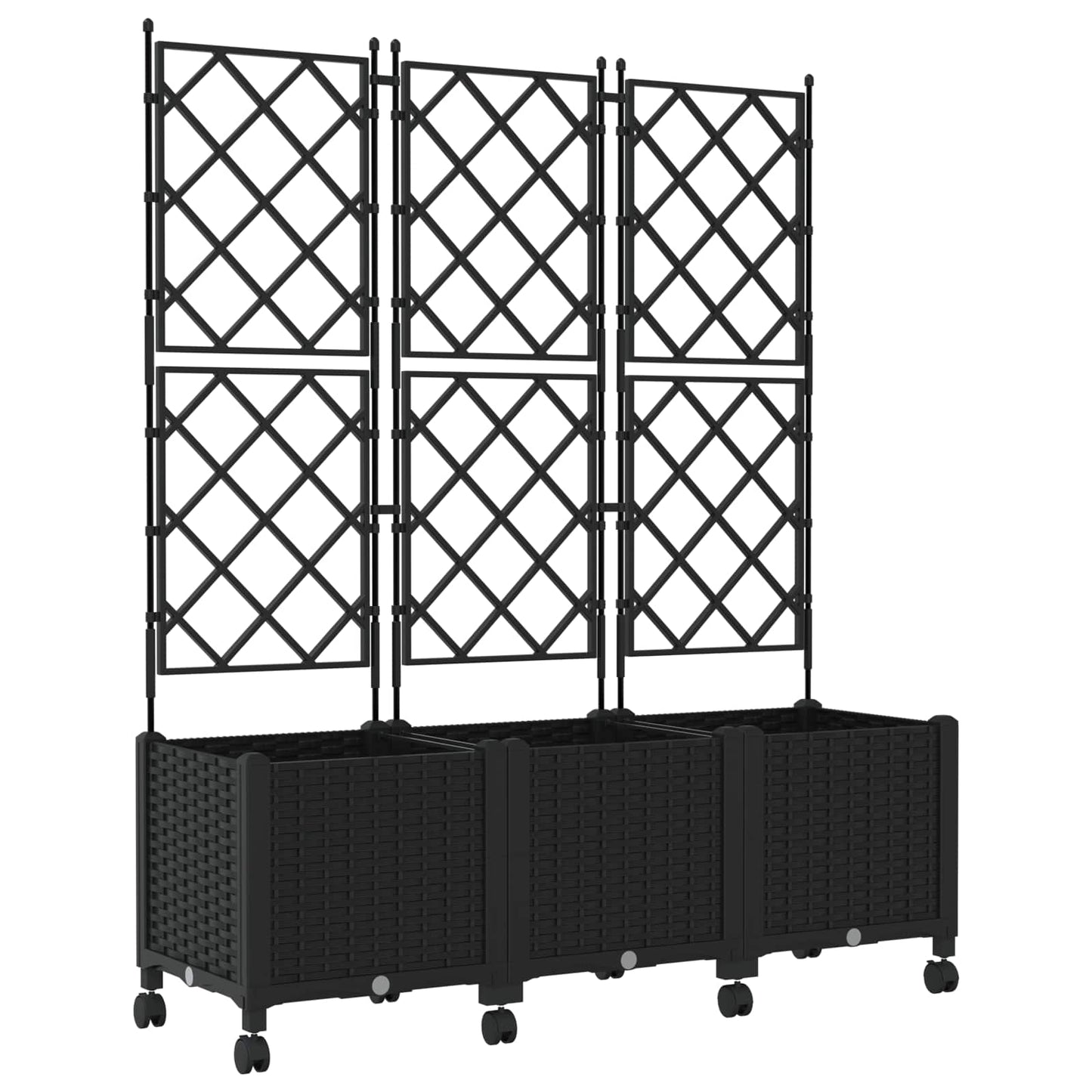 Sodo vazonas su treliu ir ratais 3 vnt. Juoda 120 x 40 x 149 cm