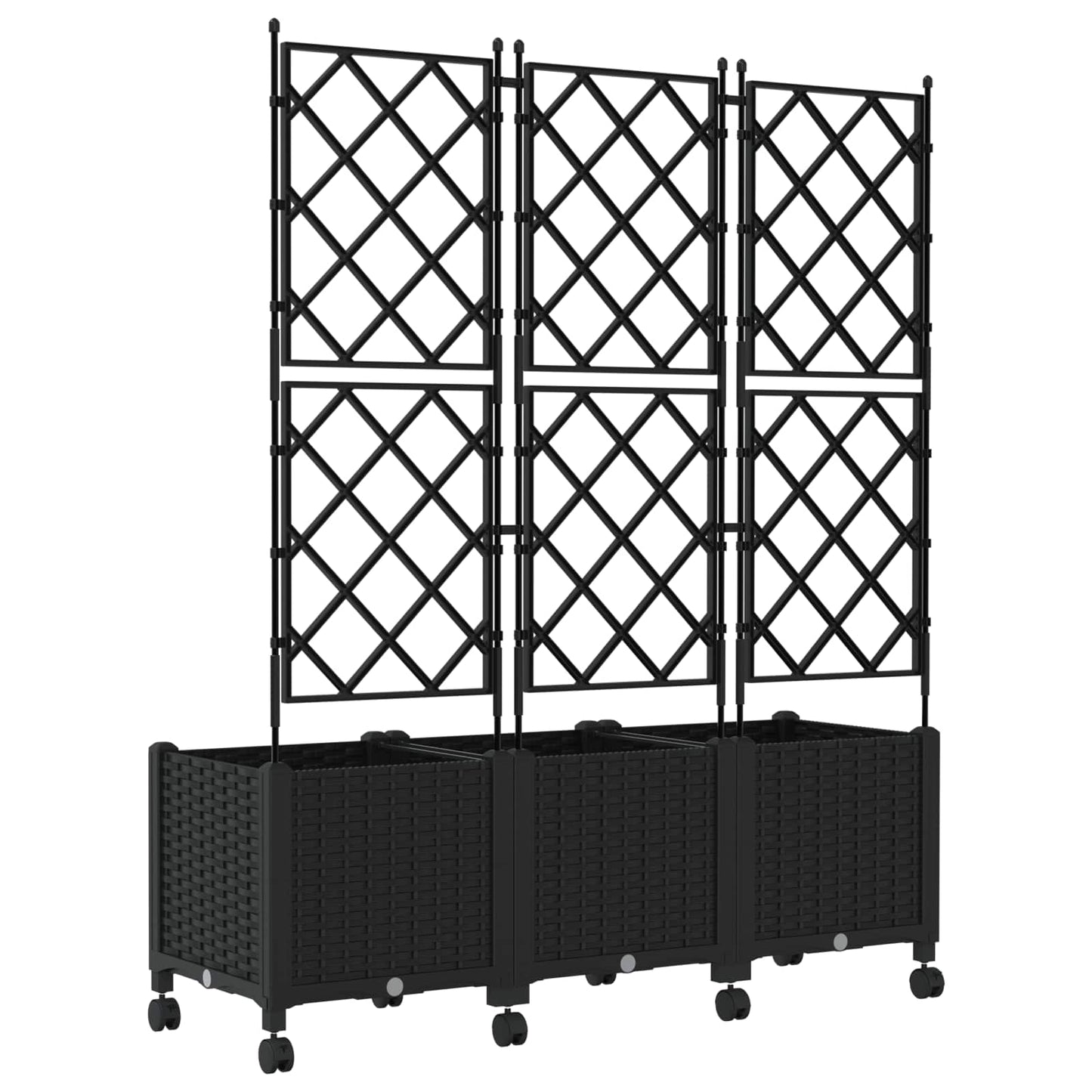 Sodo vazonas su treliu ir ratais 3 vnt. Juoda 120 x 40 x 149 cm