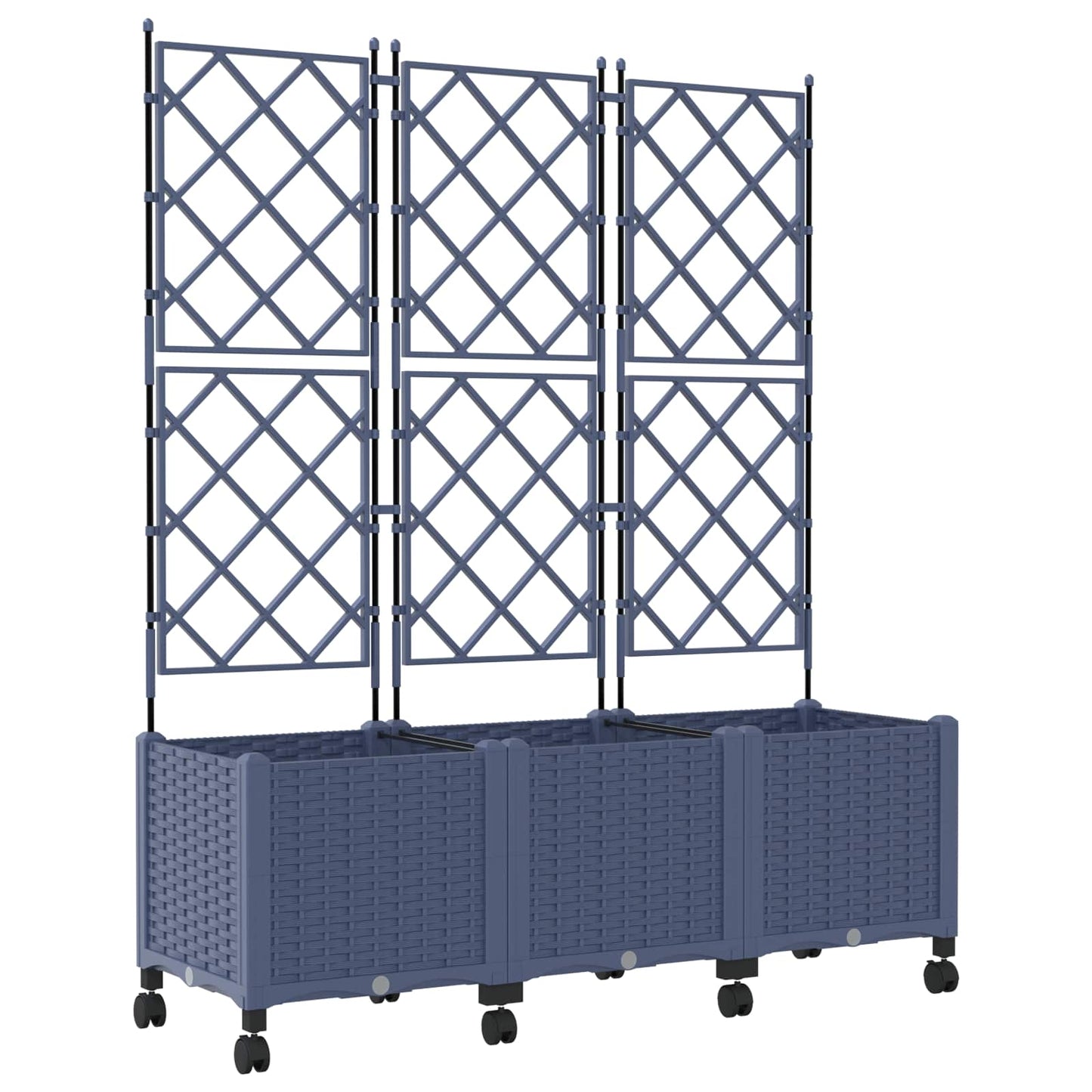 Sodo vazonas su treliu ir ratais 3 vnt. Pilka 120 x 40 x 149 cm