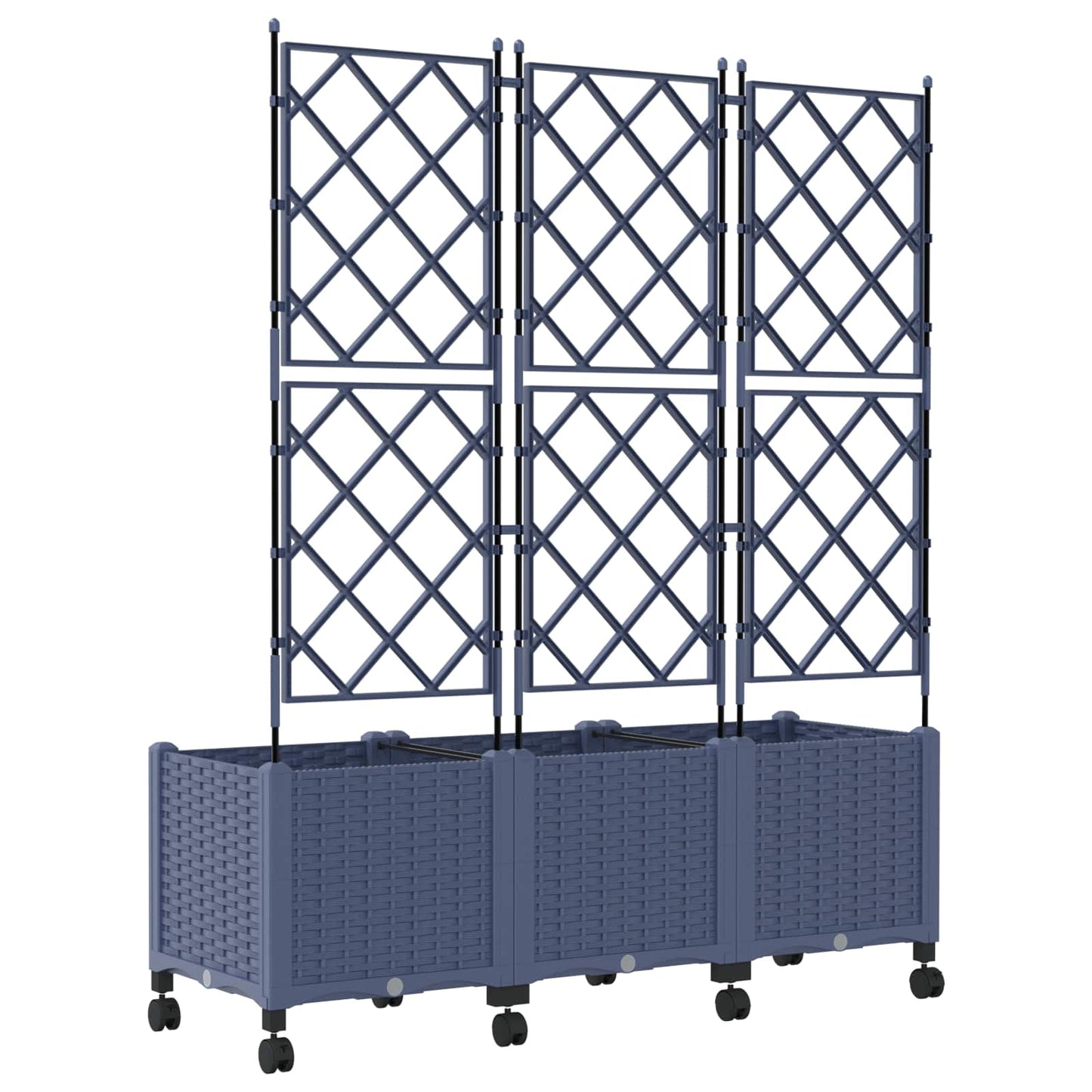 Sodo vazonas su treliu ir ratais 3 vnt. Pilka 120 x 40 x 149 cm