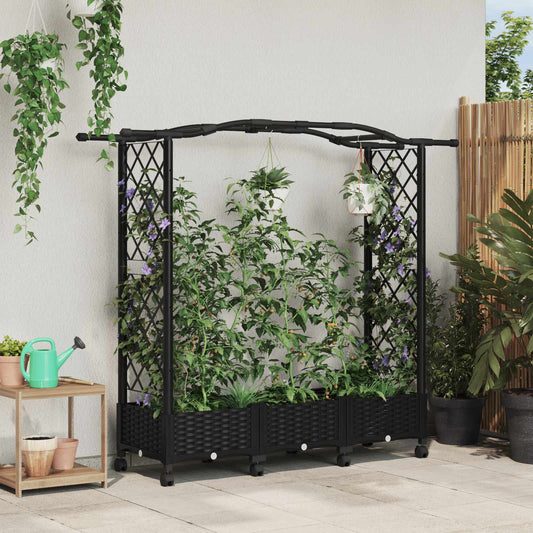 Pakeltas lovas su trelėmis ir stogu Juoda 169 x 40 x 129 cm PP