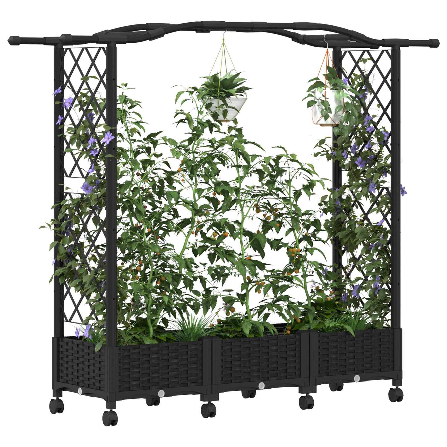 Pakeltas lovas su trelėmis ir stogu Juoda 169 x 40 x 129 cm PP