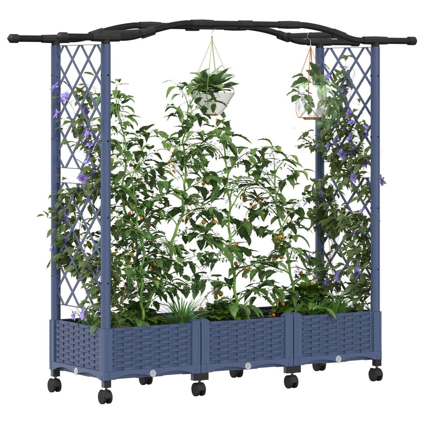 Pakeltas lovas su trelėmis ir stogu Pilka 169 x 40 x 129 cm PP