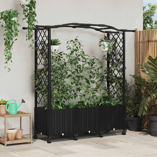 Pakeltas lovas su trelėmis ir stogu Juoda 164 x 40 x 144 cm PP