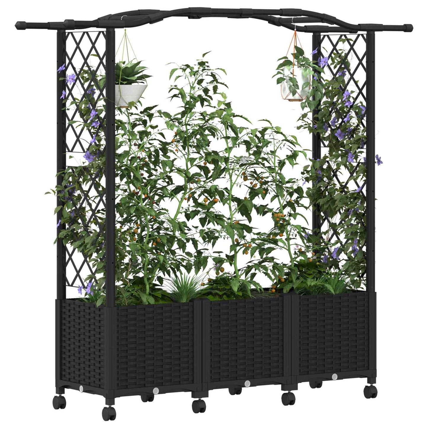 Pakeltas lovas su trelėmis ir stogu Juoda 164 x 40 x 144 cm PP