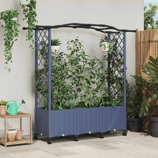Pakeltas lovas su trelėmis ir stogu Pilka 164 x 40 x 144 cm PP