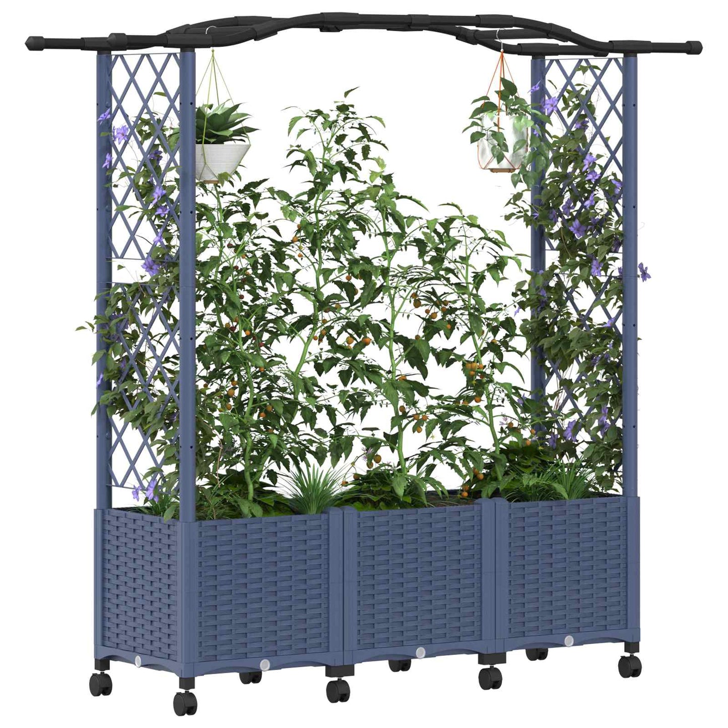 Pakeltas lovas su trelėmis ir stogu Pilka 164 x 40 x 144 cm PP