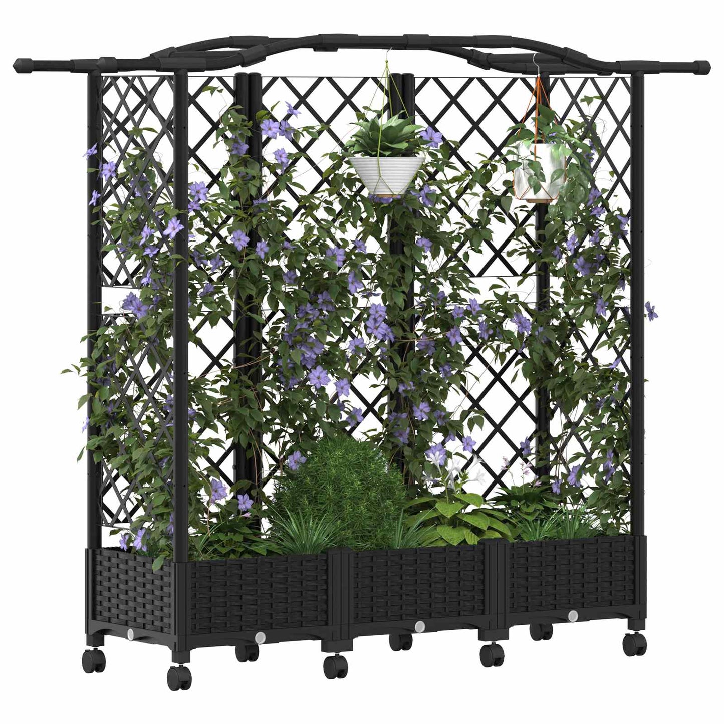 Pakeltas lovas su trelėmis ir stogu Juoda 163 x 40 x 129 cm PP