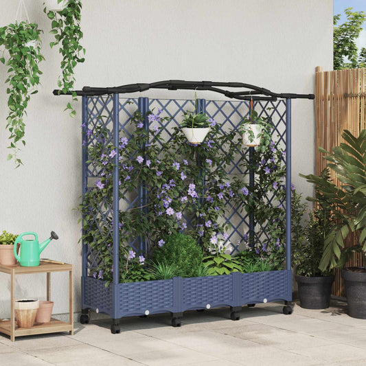 Pakeltas lovas su trelėmis ir stogu Pilka 163 x 40 x 129 cm PP