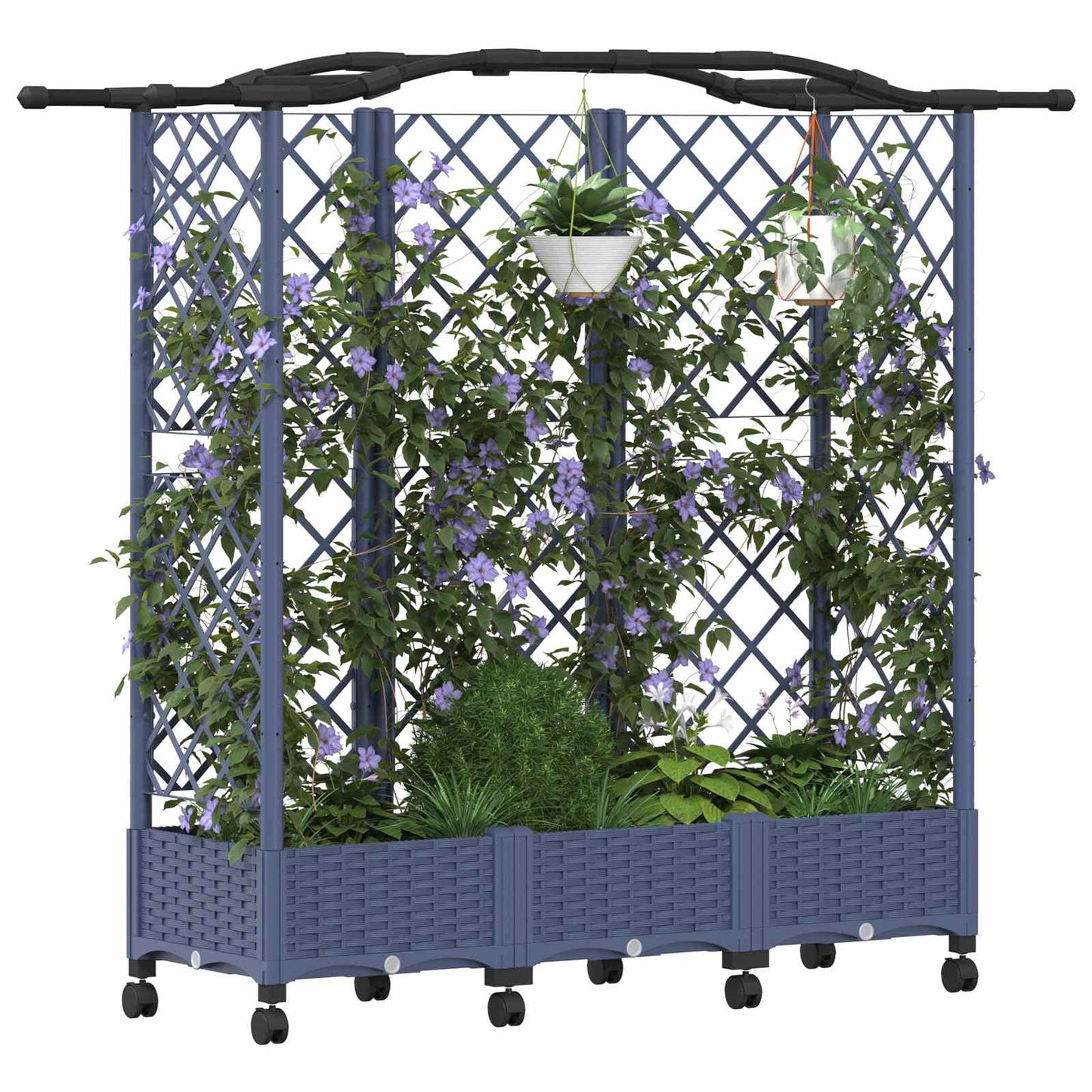 Pakeltas lovas su trelėmis ir stogu Pilka 163 x 40 x 129 cm PP