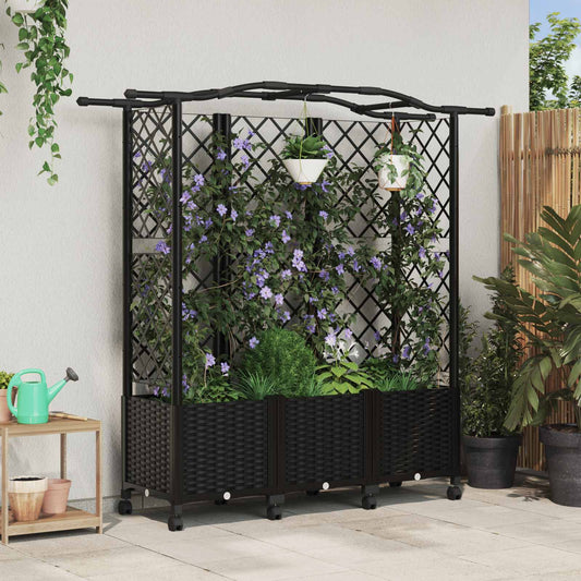 Pakeltas lovas su trelėmis ir stogu Juoda 163 x 40 x 144 cm PP