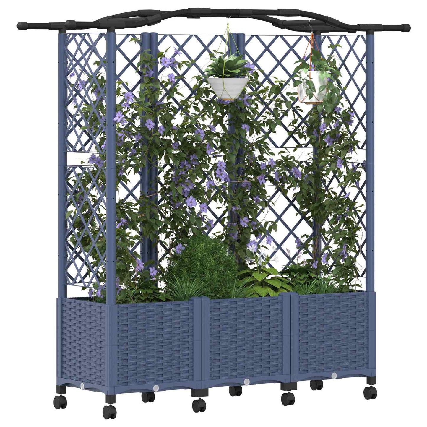 Pakeltas lovas su trelėmis ir stogu Pilka 163 x 40 x 144 cm PP