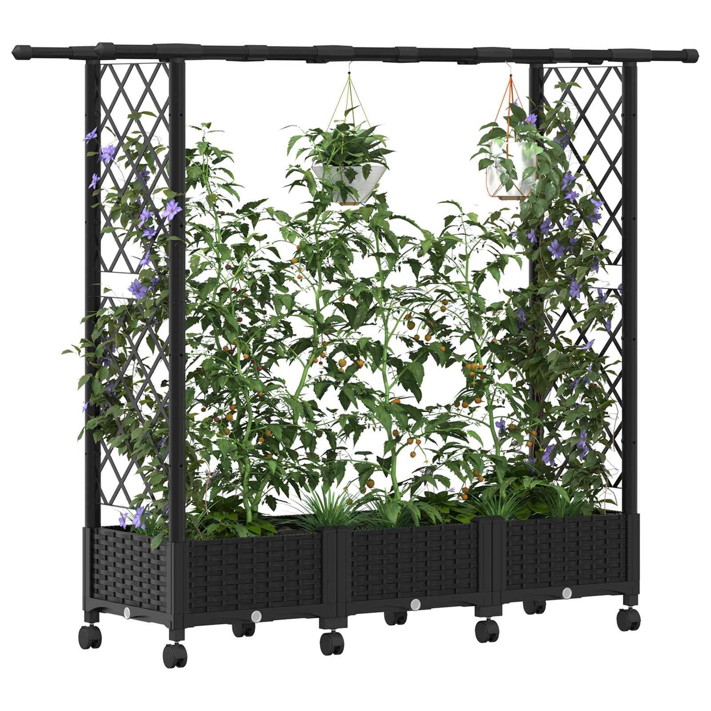 Pakeltas lovas su trelėmis ir stogu Juoda 164 x 40 x 127 cm PP