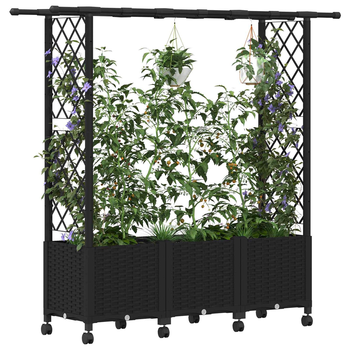 Pakeltas lovas su trelėmis ir stogu Juoda 162,5 x 40 x 142 cm