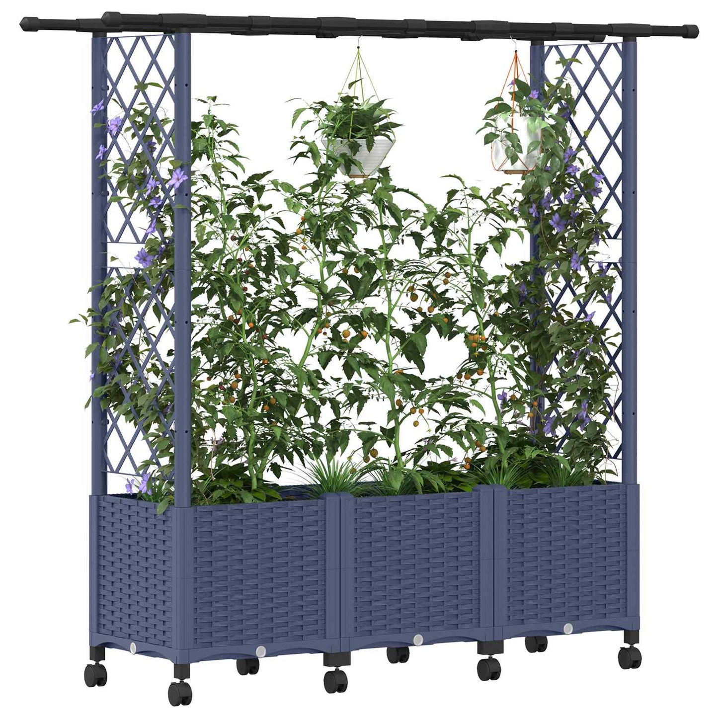 Pakeltas lovas su trelėmis ir stogu Pilka 162,5 x 40 x 142 cm