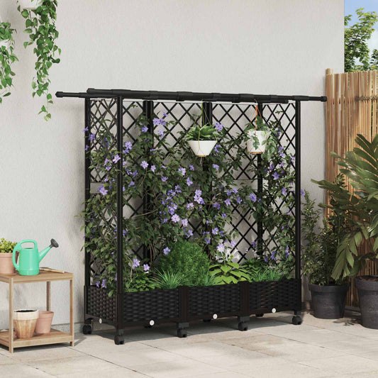 Pakeltas lovas su trelėmis ir stogu Juoda 164 x 40 x 127 cm PP