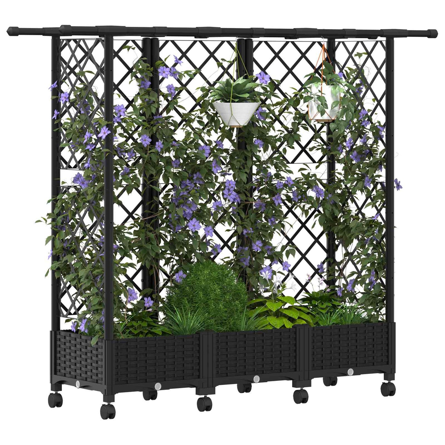 Pakeltas lovas su trelėmis ir stogu Juoda 164 x 40 x 127 cm PP