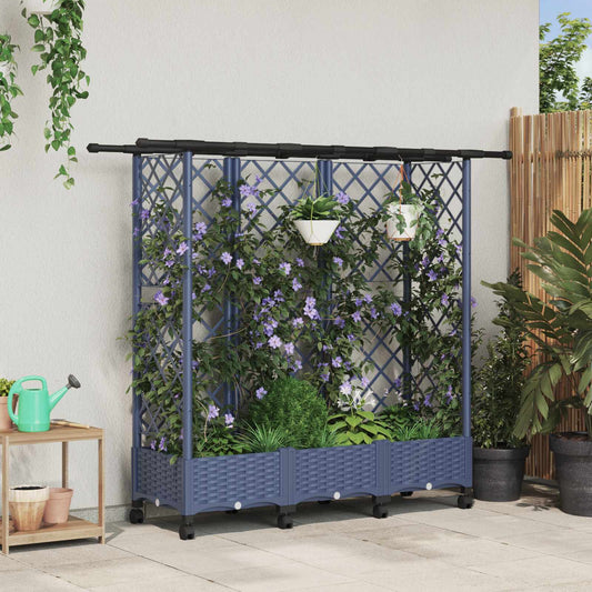 Pakeltas lovas su trelėmis ir stogu Pilka 164 x 40 x 127 cm PP