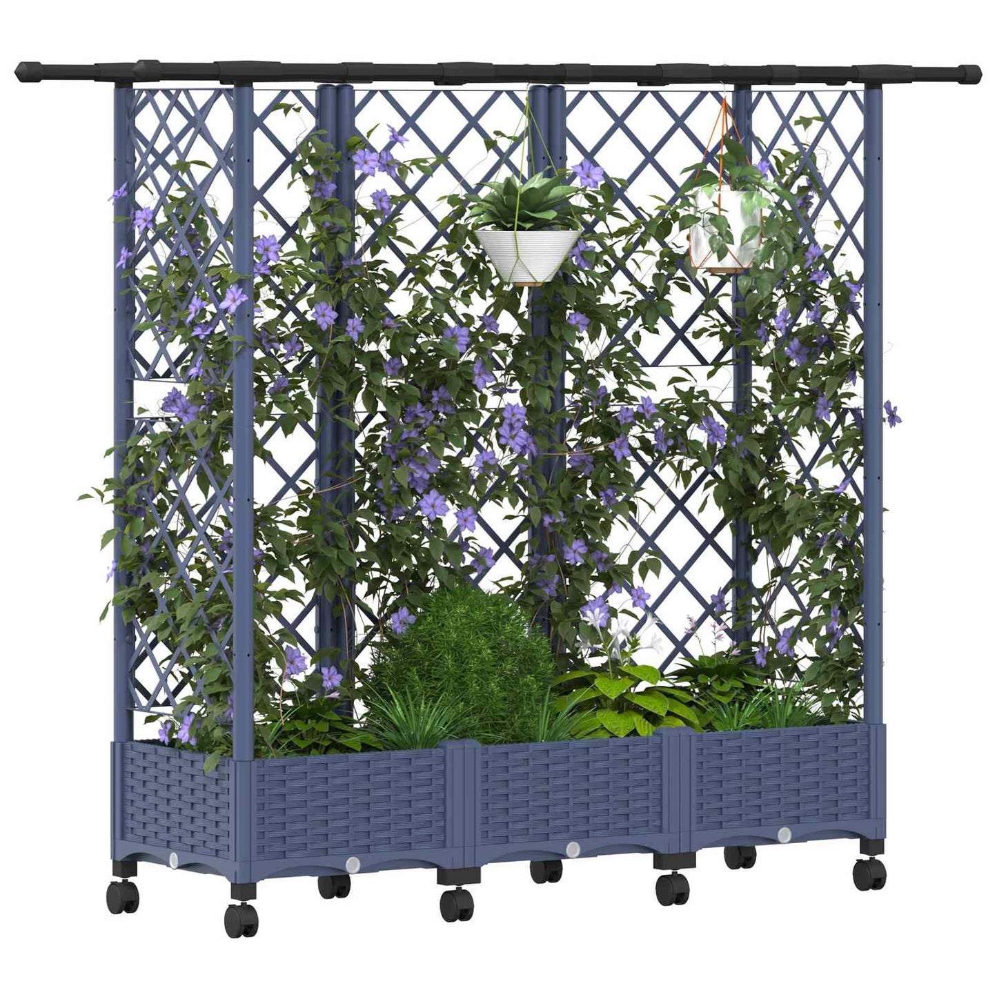 Pakeltas lovas su trelėmis ir stogu Pilka 164 x 40 x 127 cm PP
