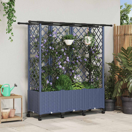Pakeltas lovas su trelėmis ir stogu Pilka 163,5 x 40 x 142 cm